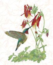 Load image into Gallery viewer, Hummingbird with Columbine