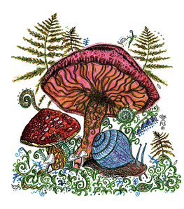 Mushroom with Snail & Ferns