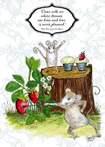 Mice with Strawberries, Teacup & Saucy